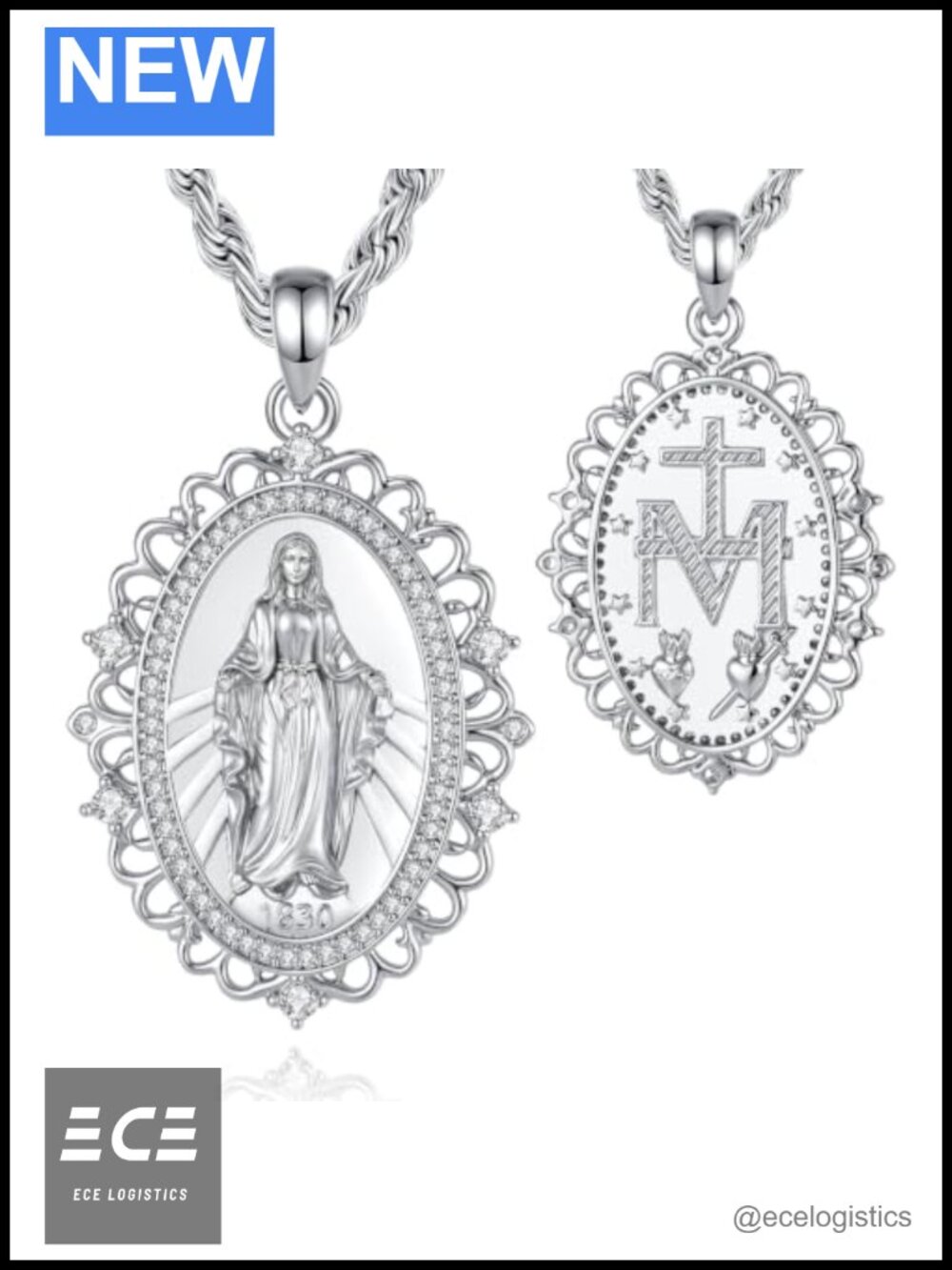 Virgin Mary Medal Pendant Necklace Catholic Religious Jewelry